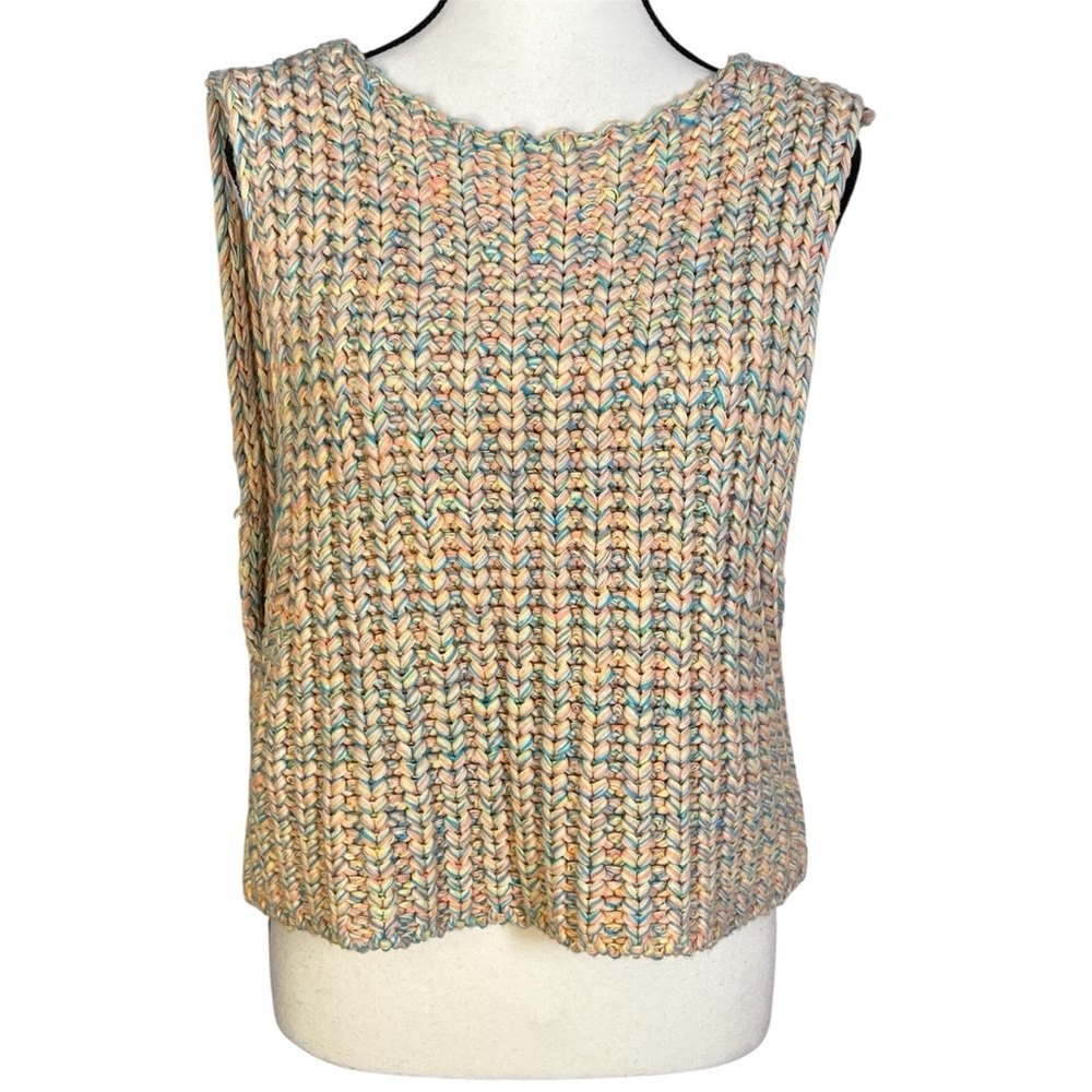 Free People Hoopla Chunky Knit Sweater Vest Tropical Fruit Combo Women’s Size XS